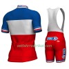Fahrradbekleidung Radtrikot Kurzarm + Trägershorts 2017 FDJ Französische Meister Damen